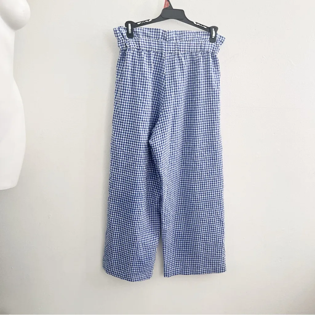 Anthropologie Joie Blue Gingham Wide-Leg Pants - Image 4