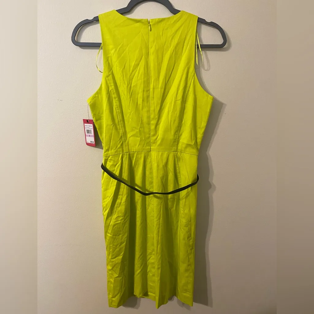New NWT Vince Camuto Yellow Sulphur Springs Belted A-Line Midi Dress‎ Size 6 - Image 2