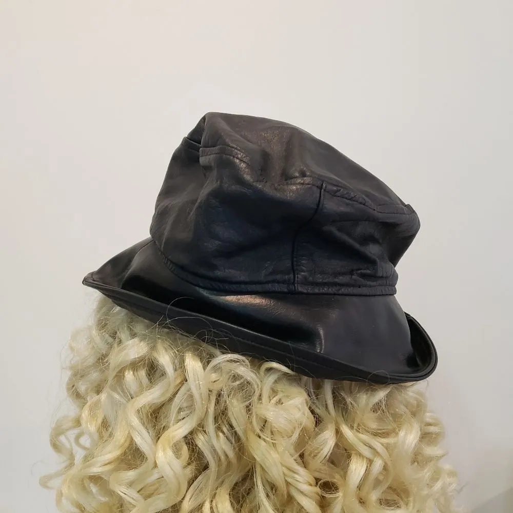 Black Leather Bucket Hat - Image 3