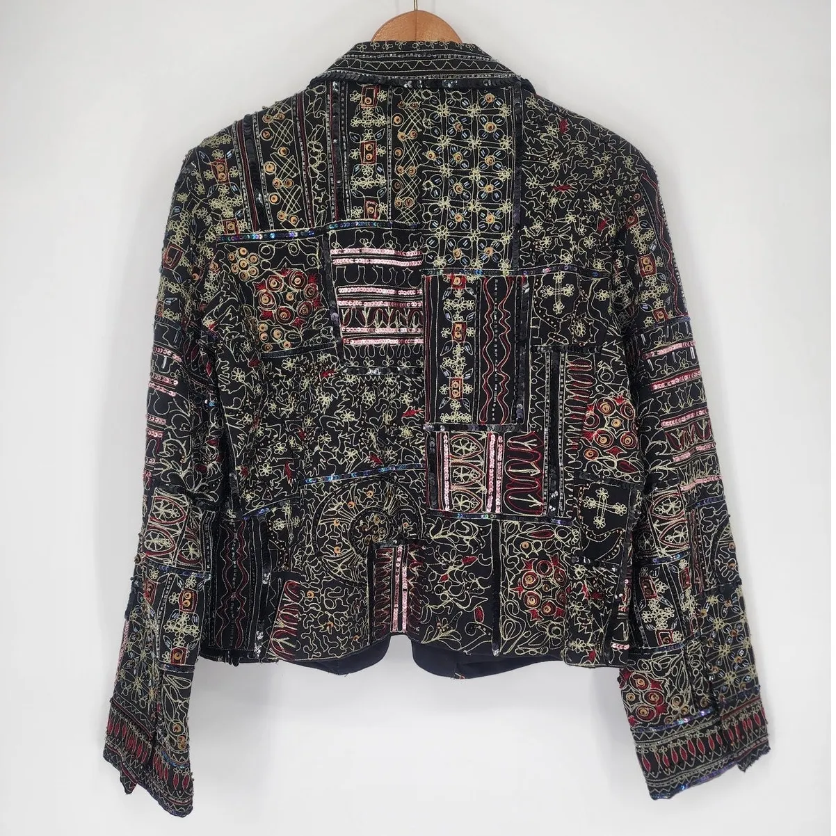 Vintage Anage Black Embroidered Patchwork Blazer Women’s Size Medium - Image 2