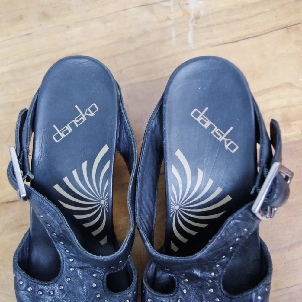 Dansko Ripley Studded Black Leather Mule Clogs EU 37 - Image 3