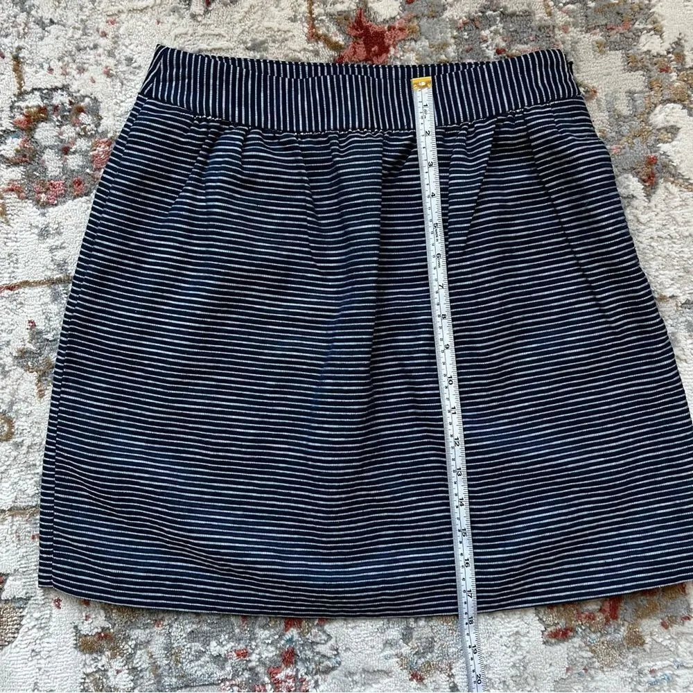 Banana Republic Navy and White Pinstripe Pleated Skirt Size 0 Blue Stripes - Image 3