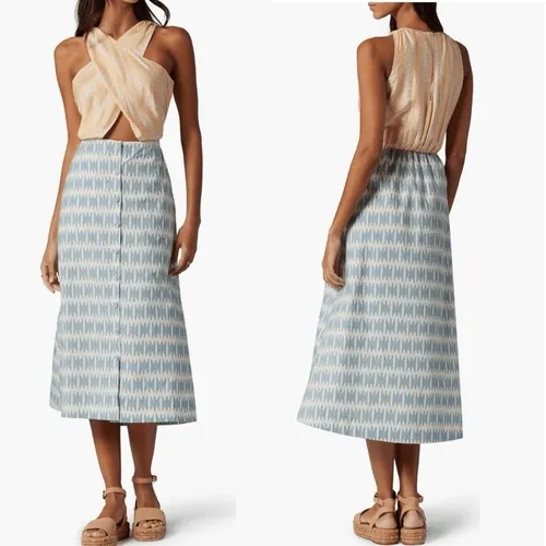 Joie Flippa Geo Print‎ Cotton Midi Dress, Blue/Yellow, Size 10, NWT - Image 2