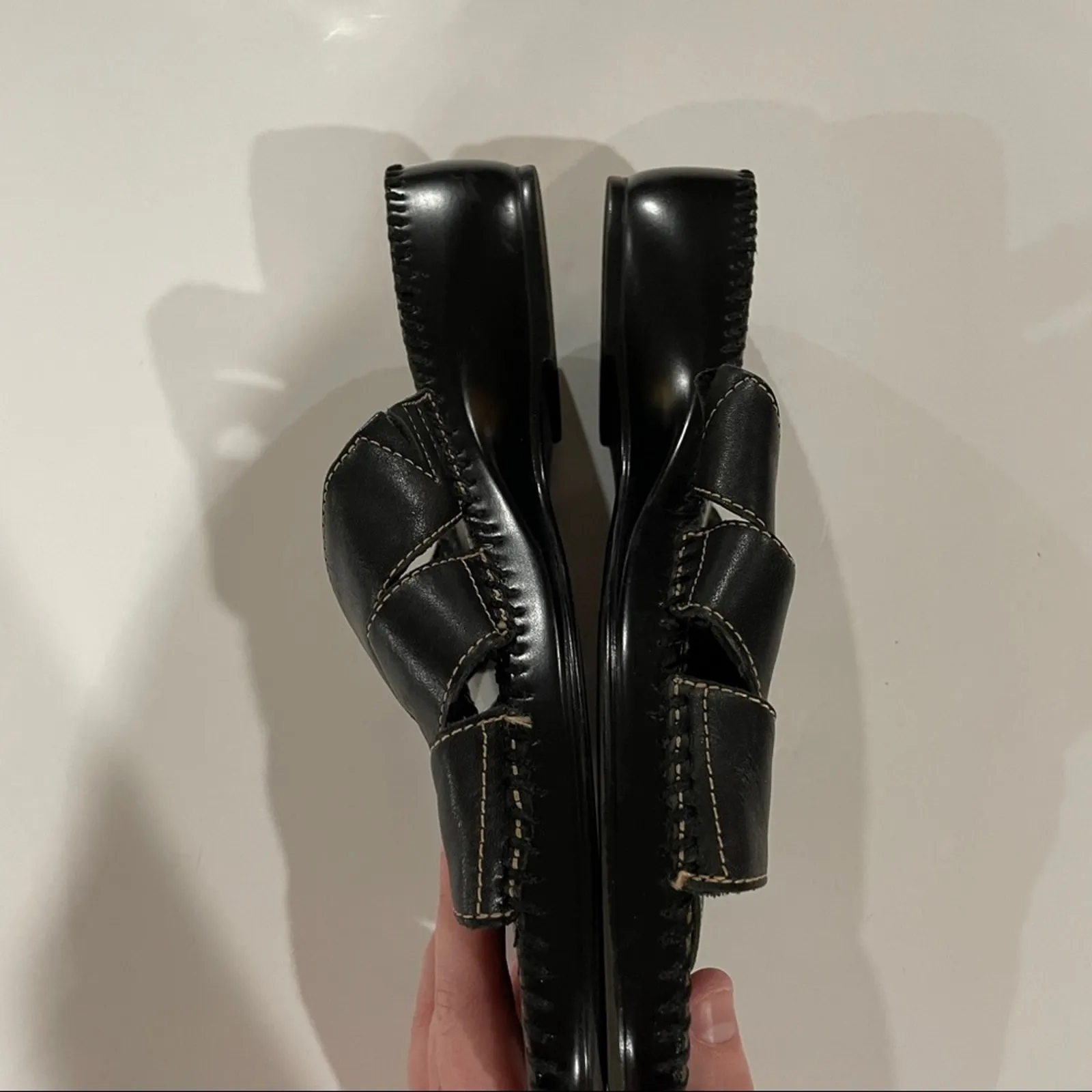 Naturalizer Dark‎ Brown Leather Criss Cross Strappy Slip On Sandals Size 8.5 - Image 3