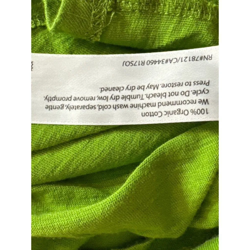 Eileen Fisher 100% Organic Cotton Green Crew Neck‎ Top Asymmetrical Hem Size XS - Image 3
