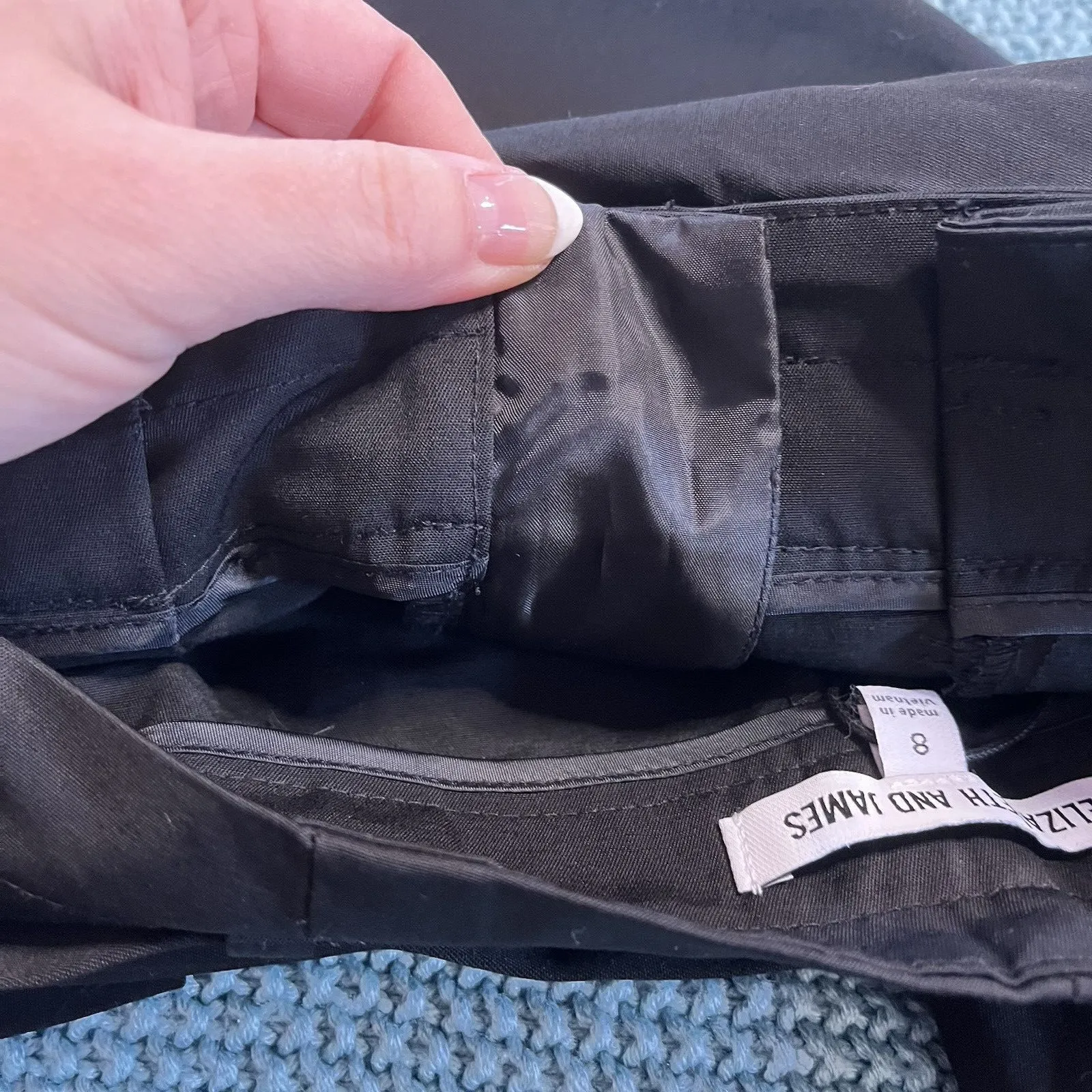 Elizabeth & James Rock Casual Belted Pleated/Cuffed Pants in Black. Size 8 NEW - Image 9