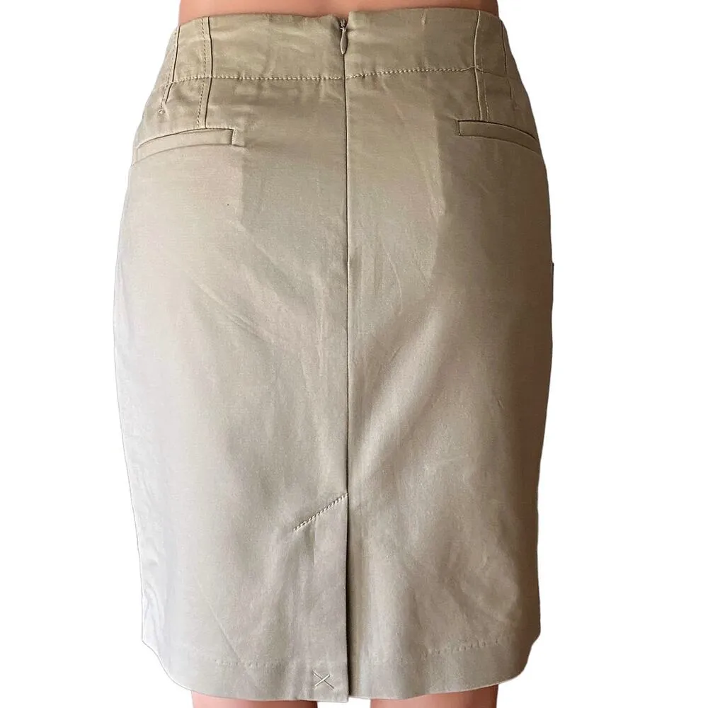 Simple Cotton Tan Short Modern Fit Skirt by DALIA COLLECTIONS ~ Women's 6 - Image 2
