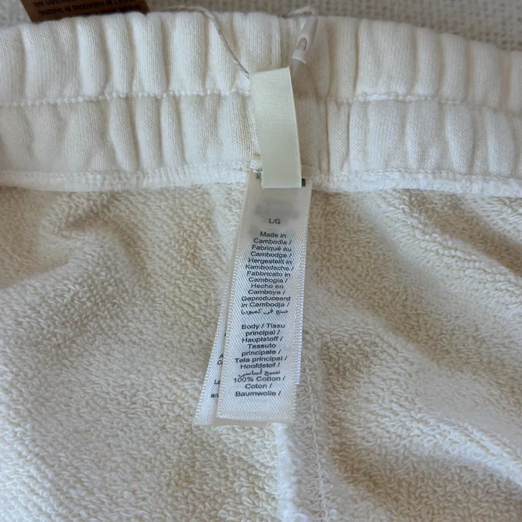 Skims French Terry Straight Leg Pant in Ecru, Size Large - Image 8