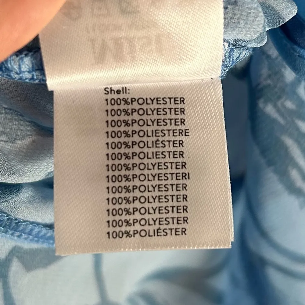 Tiger Mist Tarvey Sheer Tie Front Top Blue Floral Print Sz Small - Image 6