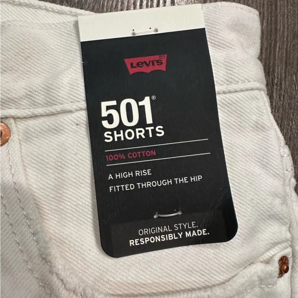 New Levi's Premium Shorts 29 Women's 501 Original Fit High Rise White Boho 2.5" - Image 5