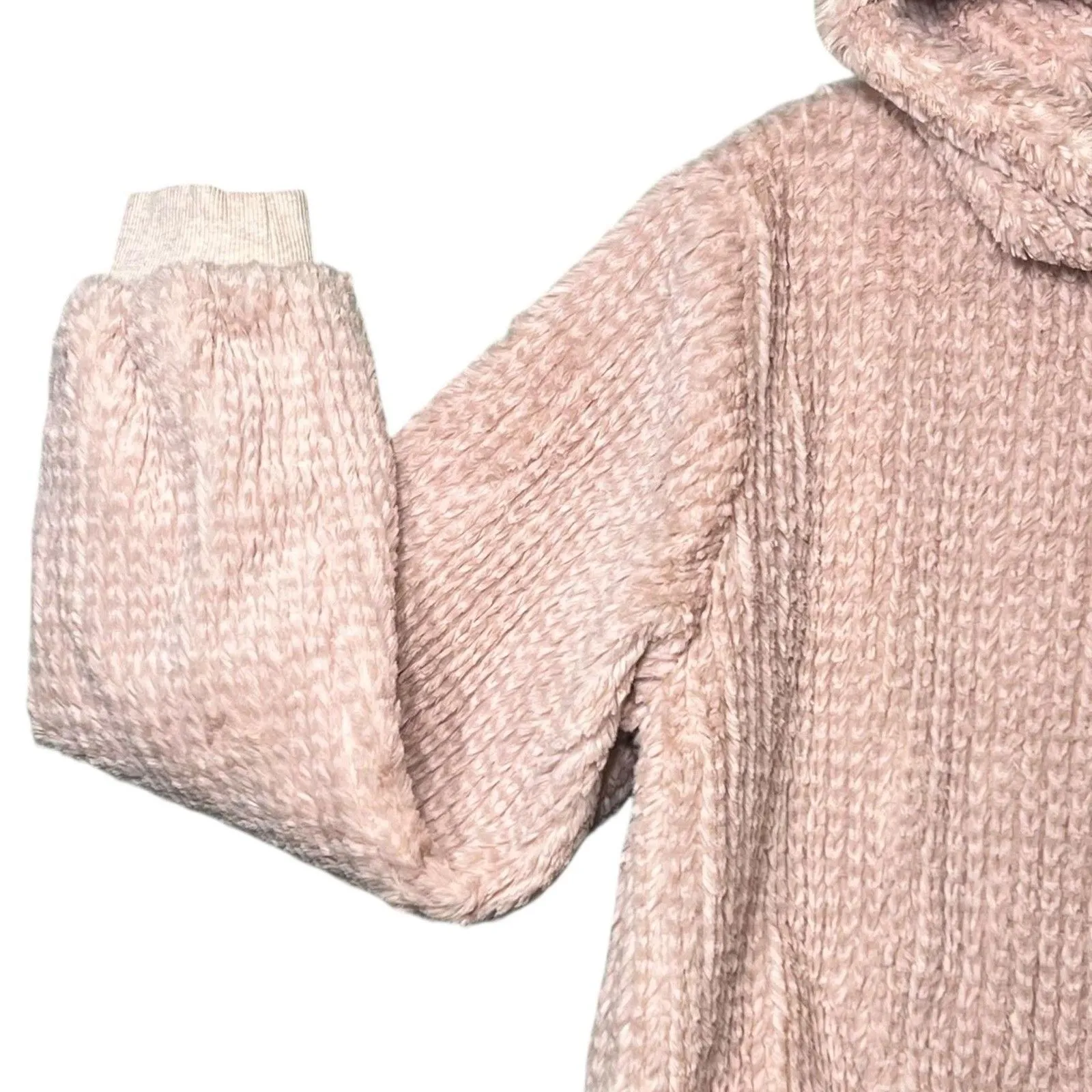 Anthropologie Saturday Sunday Hoodie Womens Small Pink Chenille Fuzzy Pullover - Image 8