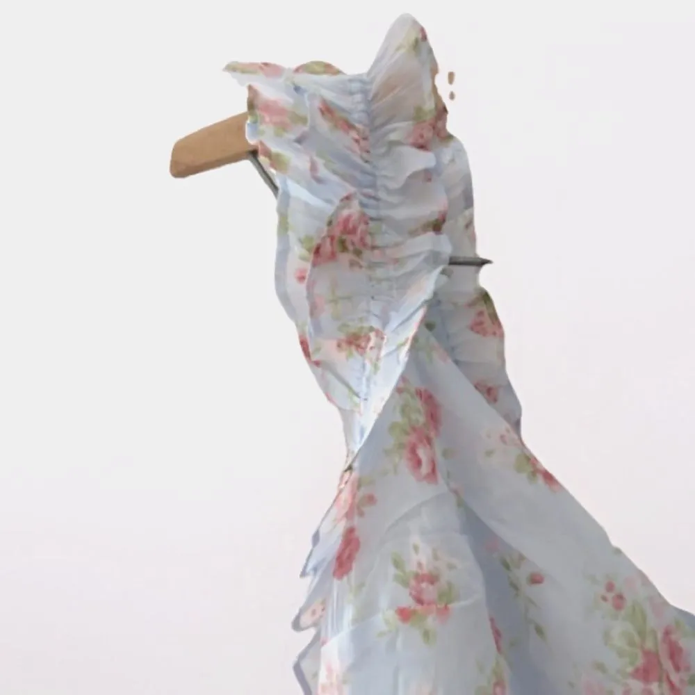 NWT Abercrombie & Fitch Ruffle Asymmetric Floral Maxi Dress S Fairycore Romantic - Image 6