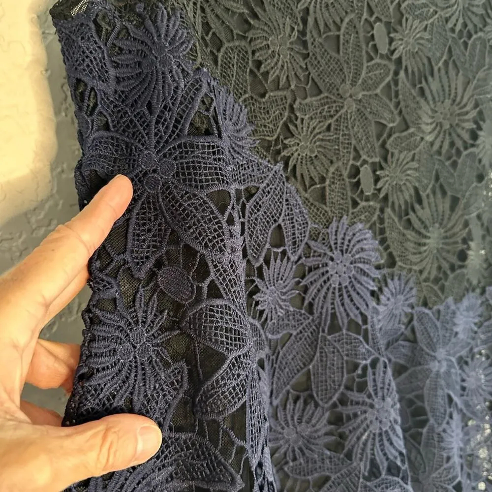 Anthropologie Deletta Black Blue Lace Babydoll Top Blouse Witchy Whimsygoth - Image 3