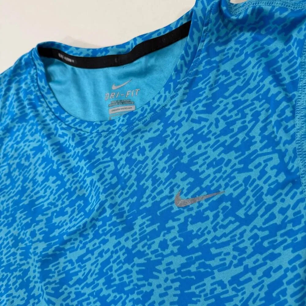 Nike Running DriFit Cap Sleeve Activewear T Shirt Womens Small Teal Blue Workout - Image 3