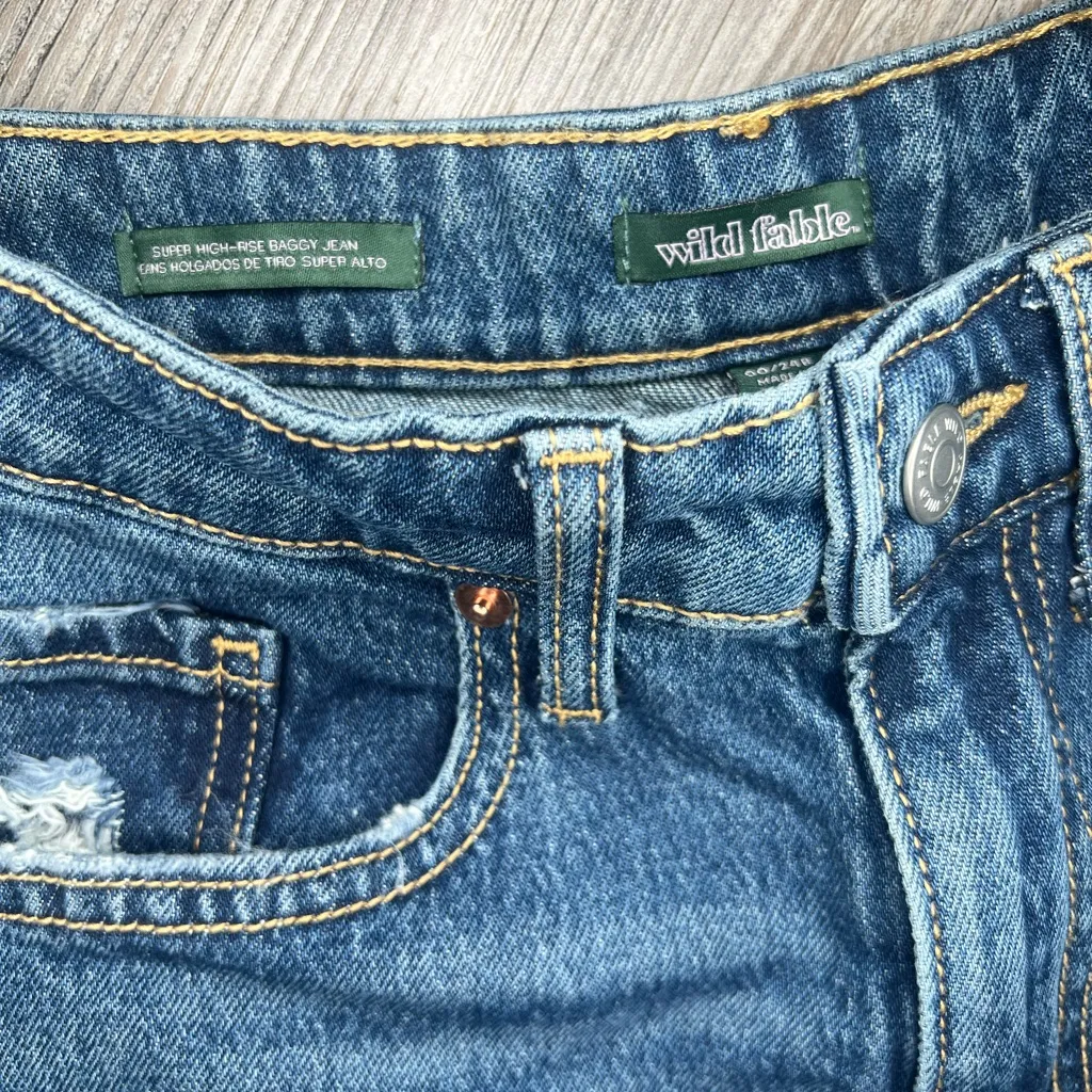 Wild Fable blue Super High-Rise Baggy Jeans size 00/24 waist 42 Long - Image 5