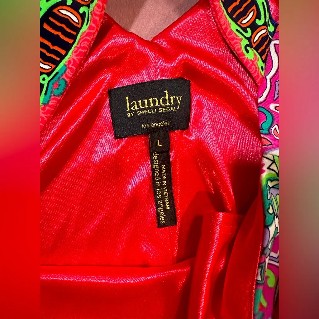 Laundry Shelli Segal Calypso Paisley Floral pink print shift dress Size Large - Image 12