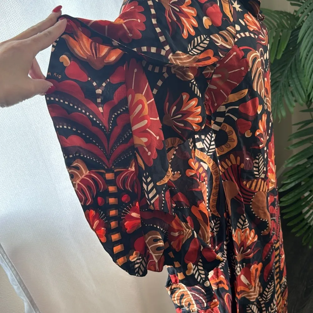 FARM RIO Red Nature Beauty Scarf Backless Midi Dress, Size Small, $270 - Image 9