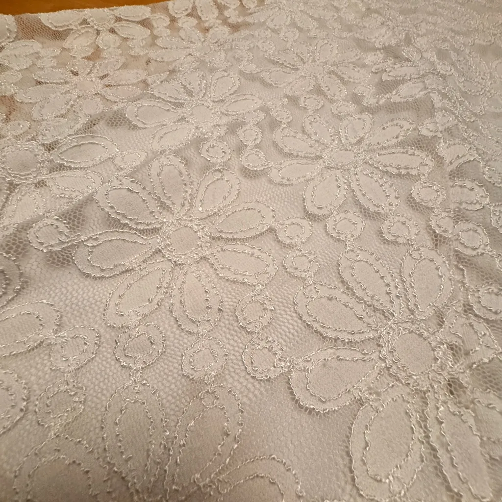 Rabbit Rabbit Rabbit Designs Adrianna Papell Ivory Lace Midi Dress Sz 8 Occasion - Image 10