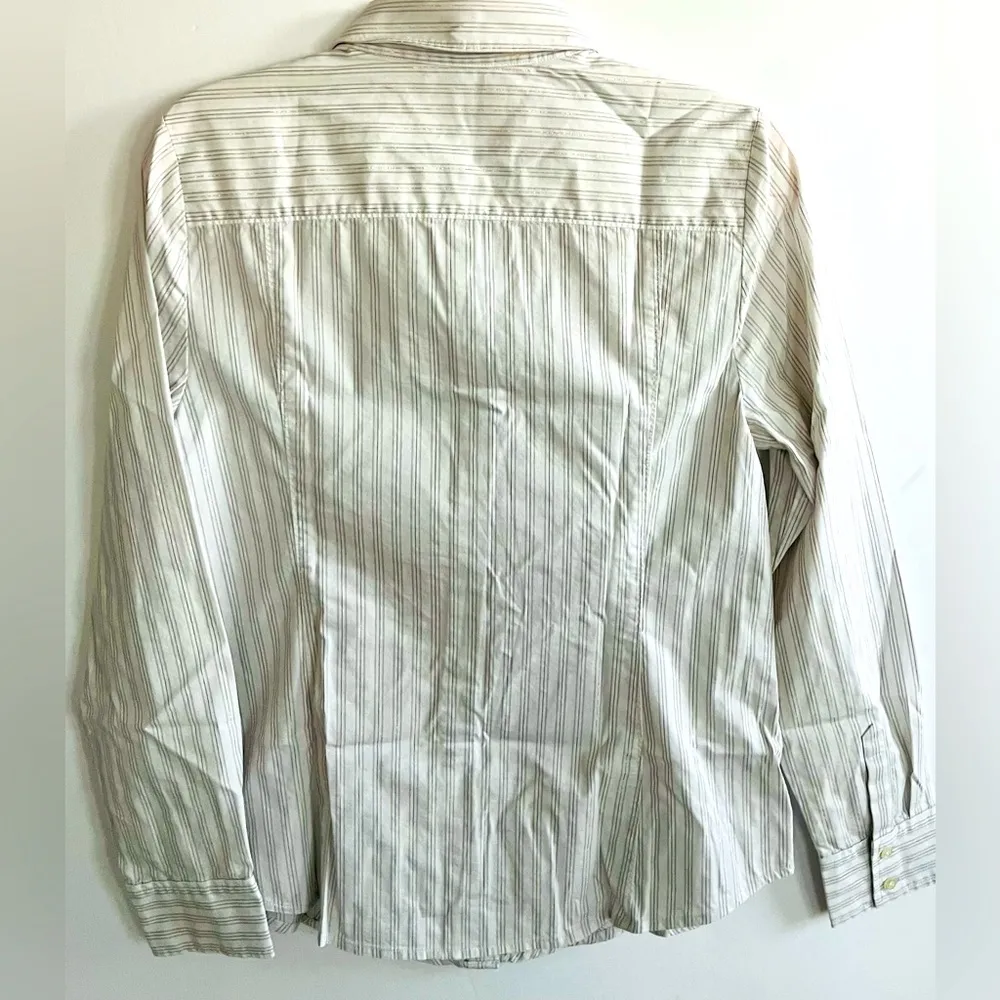 ANN TAYLOR Long Sleeves Pin Stripes Button Down Blouse Size 12 - Image 7