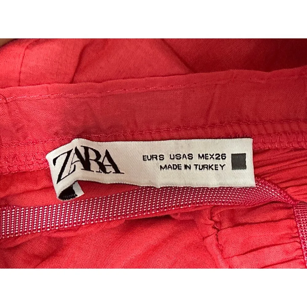 Zara Red Sleeveless V Neck Tie Strap Cami Camisole Tank Fit & Flare Mini Dress S - Image 4