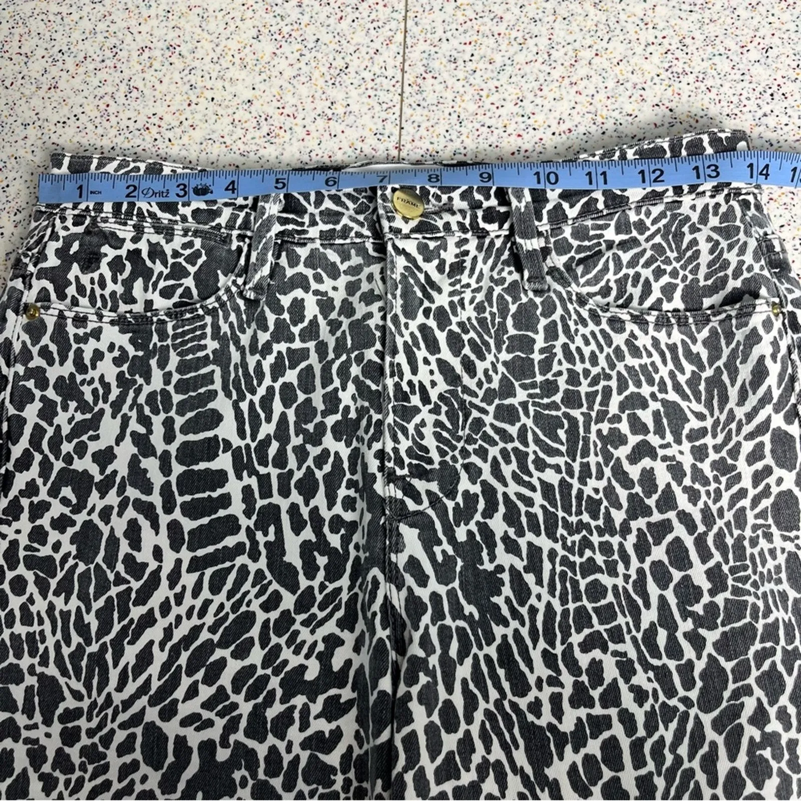 FRAME Le High Skinny Abstract Animal in Noir Multi Black White Women’s Size 27 - Image 6