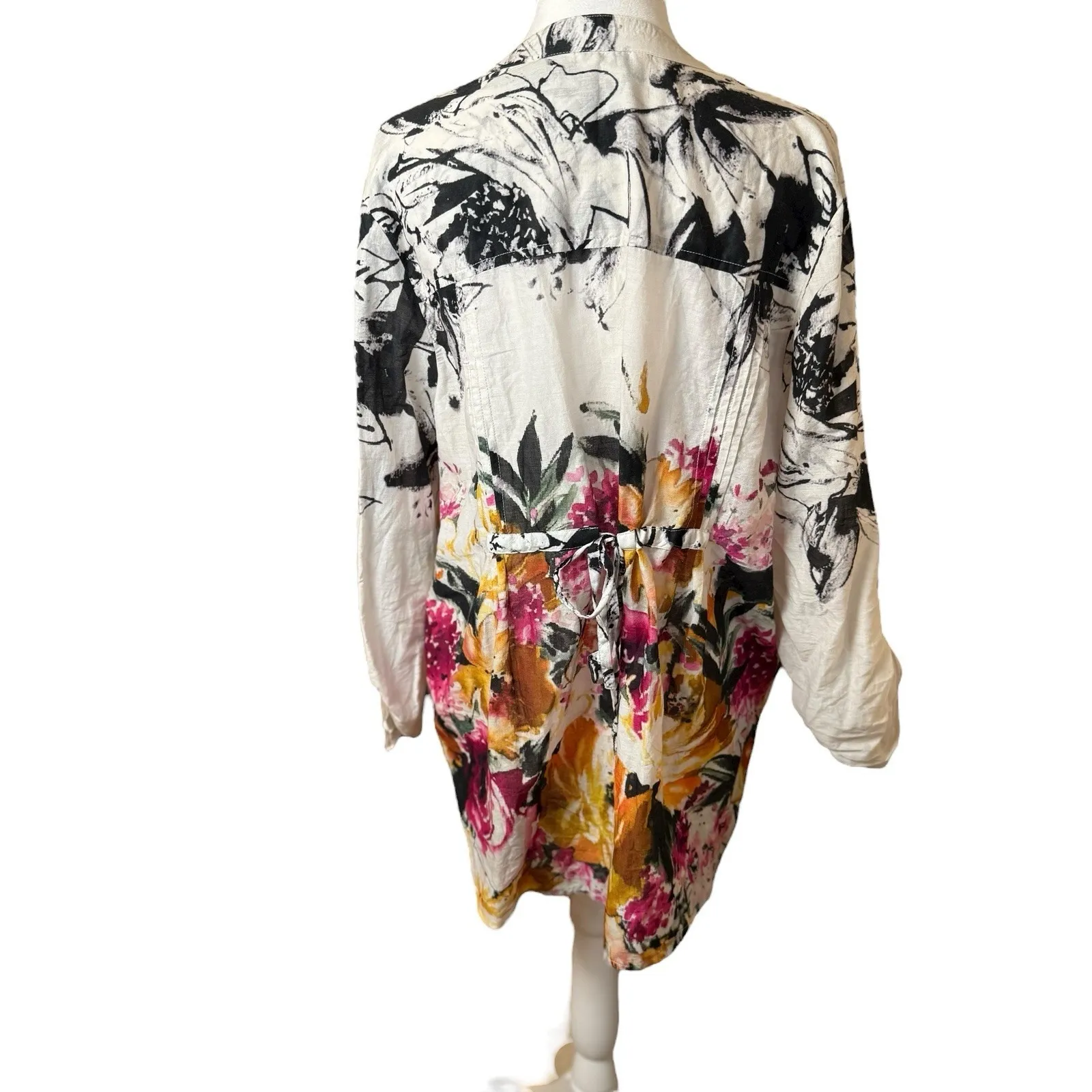 Soft Surroundings Champ De Fleurs Shirt Womens L Multi Color Floral Pleated - Image 5