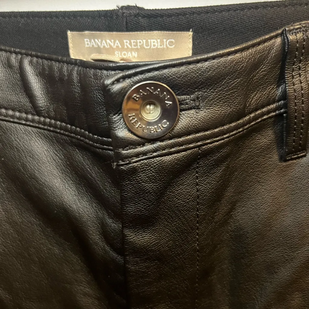 Banana Republic Black Faux Leather Front Sloan Ankle Jeans Womens Size 8 - Image 5
