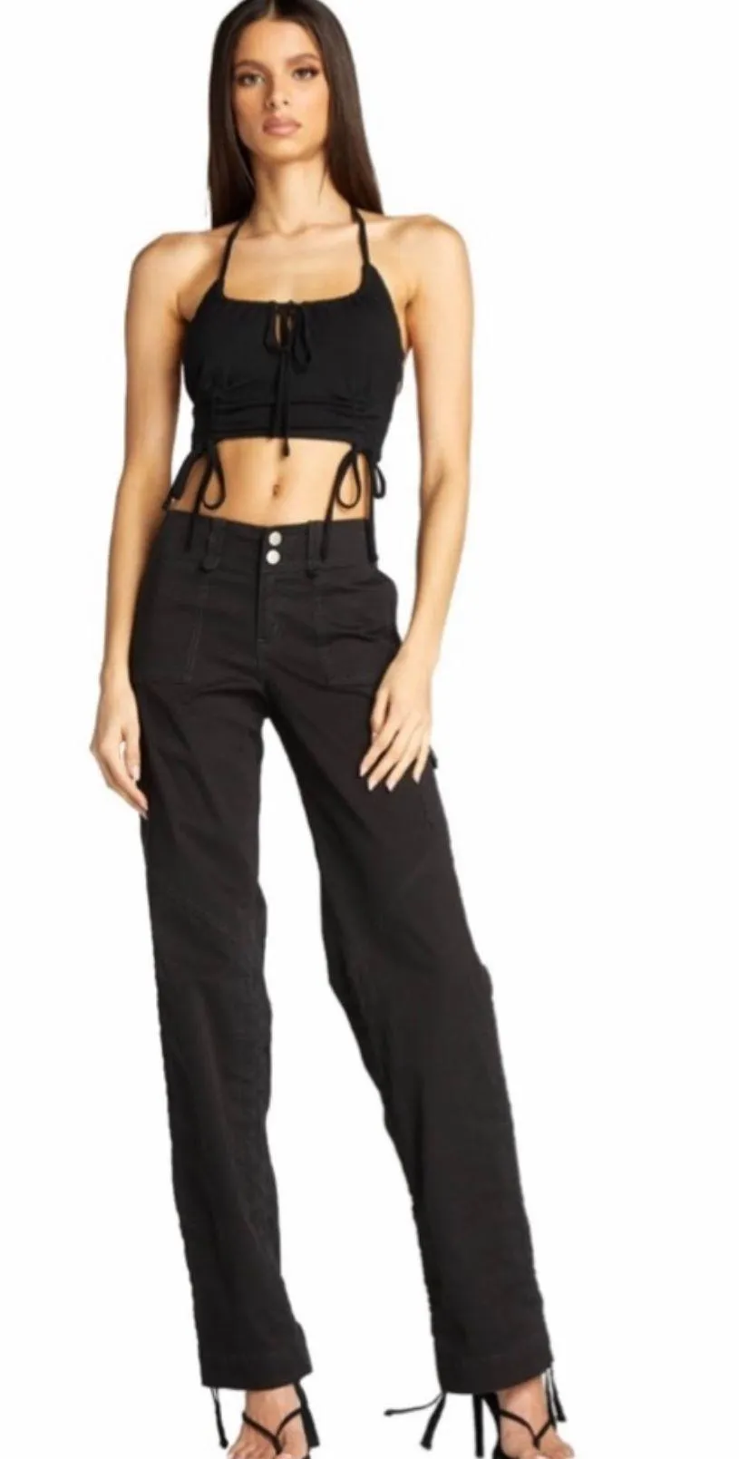 I am gia Black Cargo Pants - Image 2