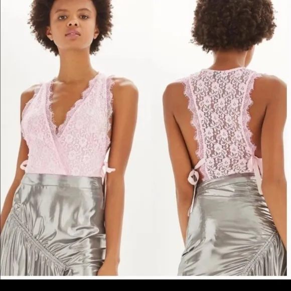 Topshop Pink Lace Bodysuit - Image 2