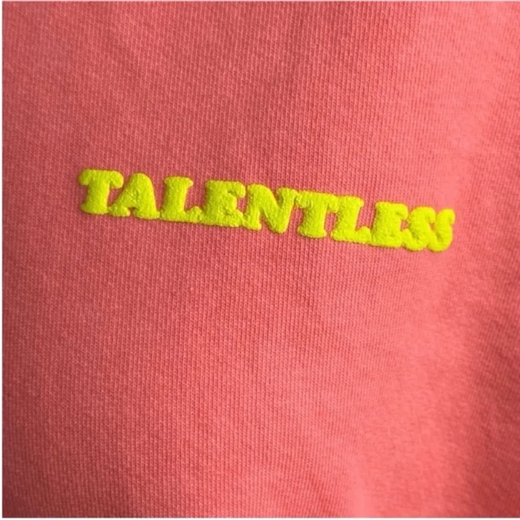 TALENTLESS Women's Vibrant Coral Hoodie with Yellow Details - Image 3