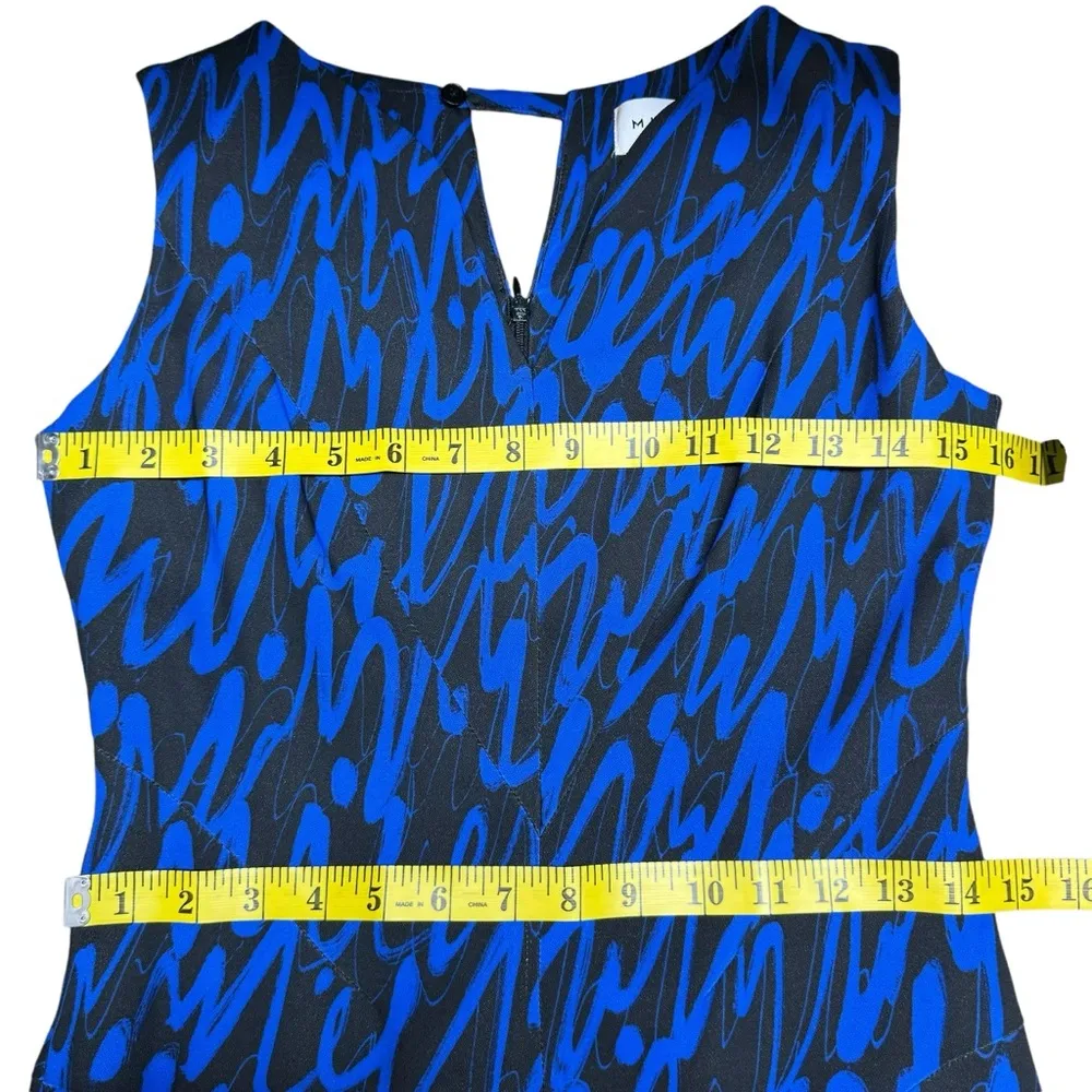 MILLY Graffiti Scribble Print Sheath Dress Black Blue Size 4 Cocktail Dress - Image 13
