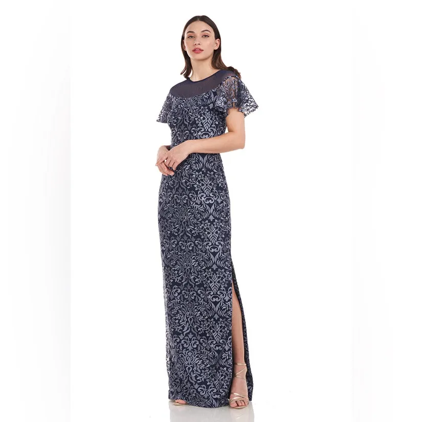 JS Collections Celestina Column Gown in navy‎ nickel Size 8 formal event wedding - Image 12