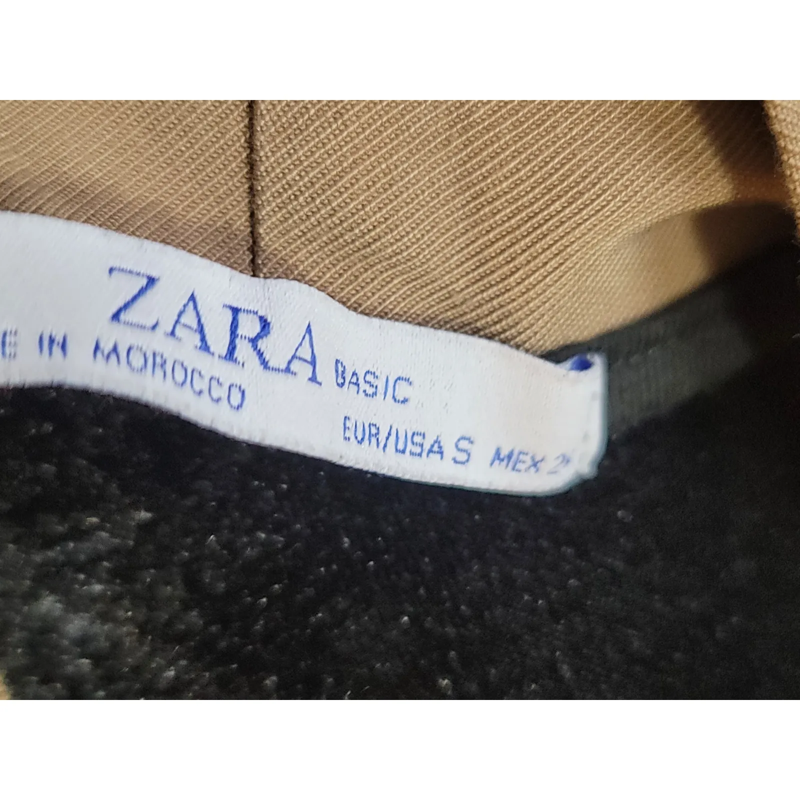 Zara Basic Hoodie Dress Womens Small Beige Black Short Sleeve Casual Streetwear - Image 12