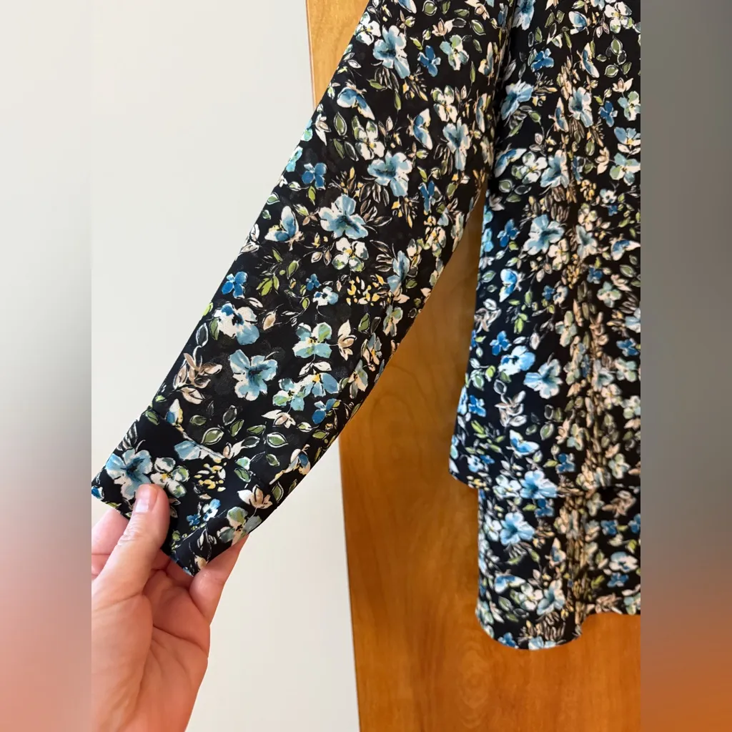 J. Jill Floral Layered Button Up Shirt Top Long Sleeve Blouse Petite Small PS SP Size undefined - Image 5