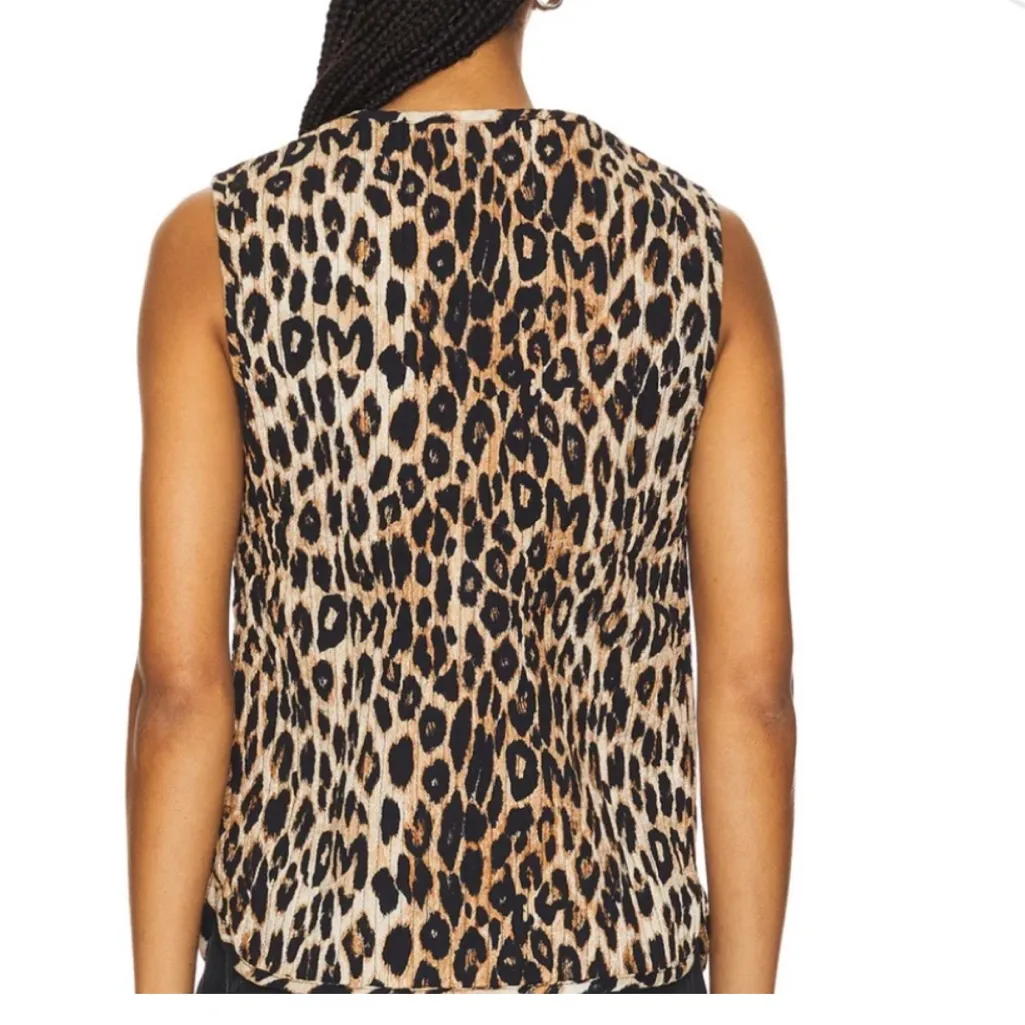 Damson Madder Leopard Print Tilly Gilet Vest Top Brown Size 2 - Image 3