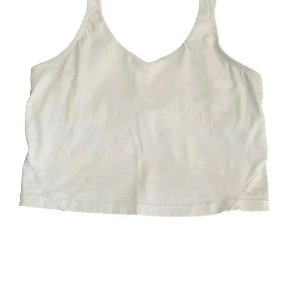 White Cropped Boxy Sporty Yoga Womens VNeck Tank Top Sz S - Image 2