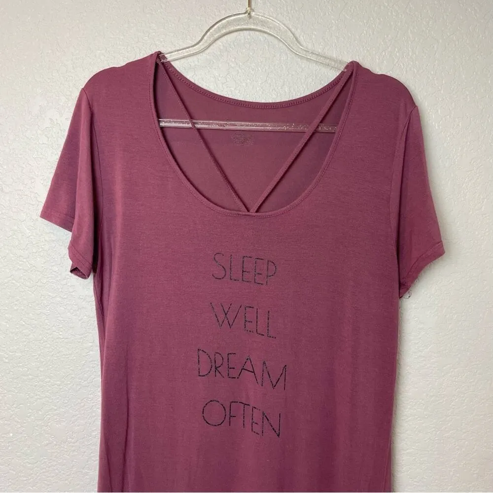 DANSKIN Mauve Graphic Sleep Shirt/Dress Size M - Image 2