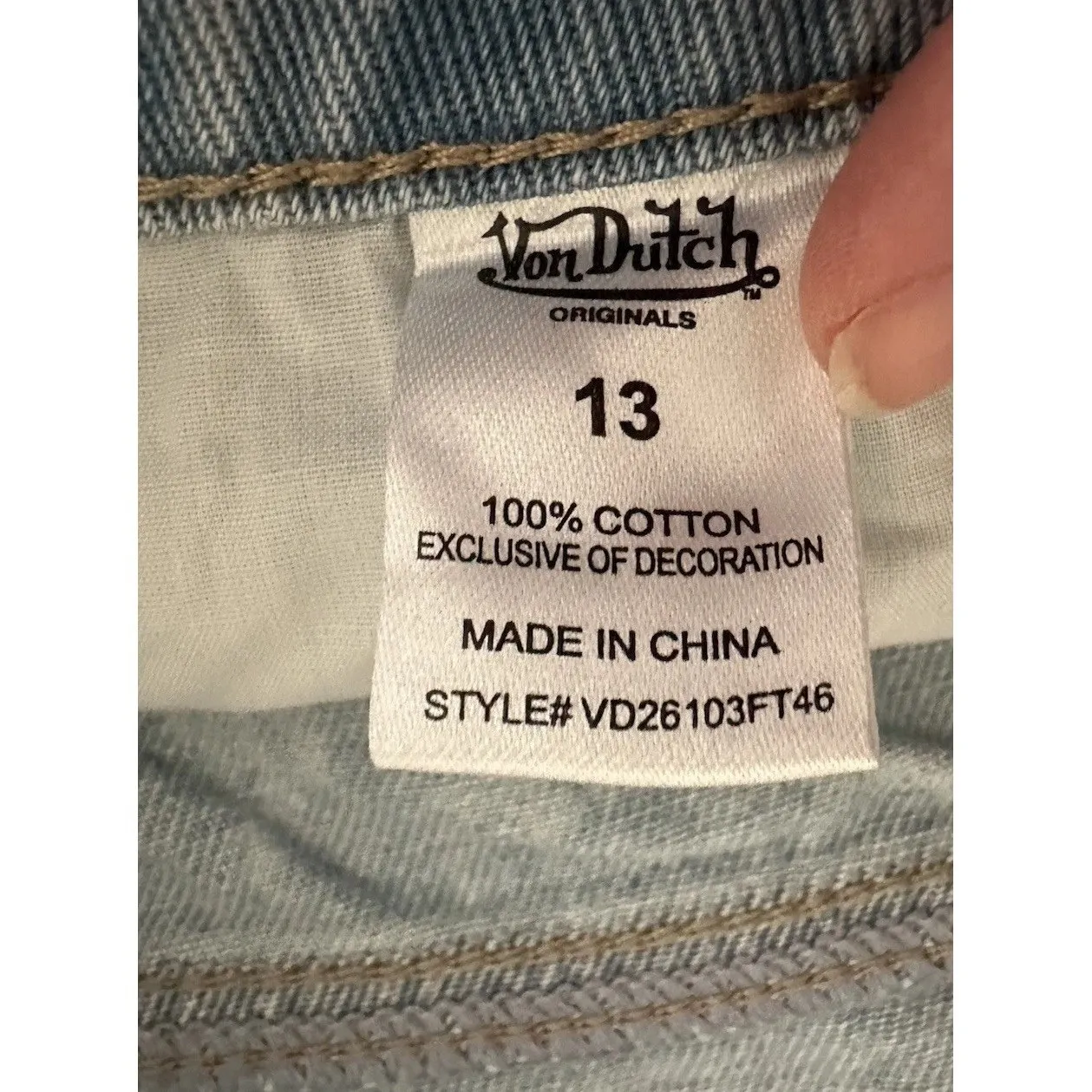NWT Von Dutch Y2K Logo Patch Wide Leg Jeans Light Wash McBling Streetwear - Image 14
