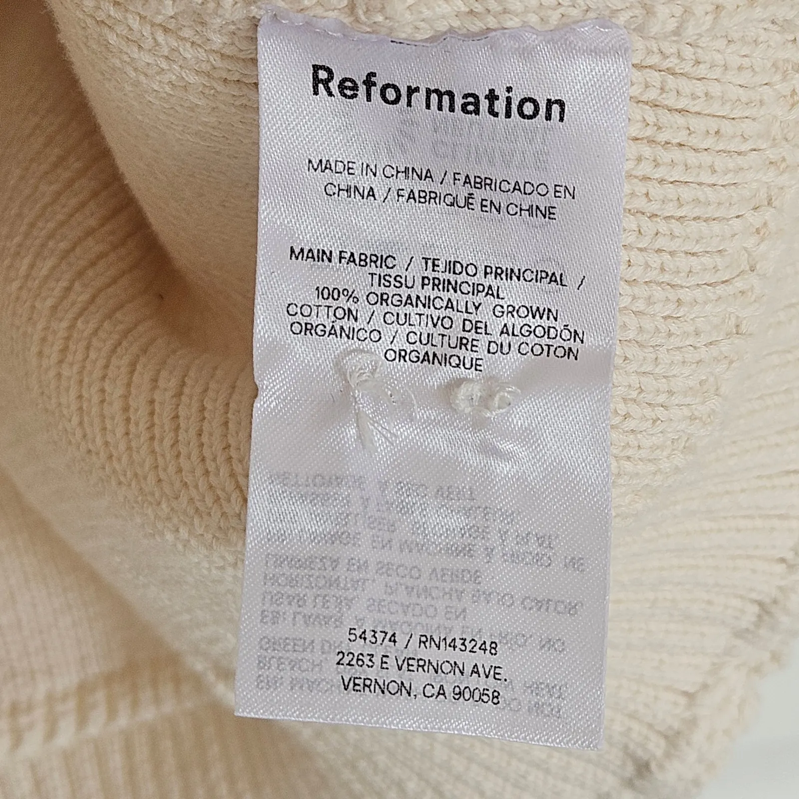 Reformation Catalina Cotton Knit Minidress Ivory Cream Size Small - Image 9
