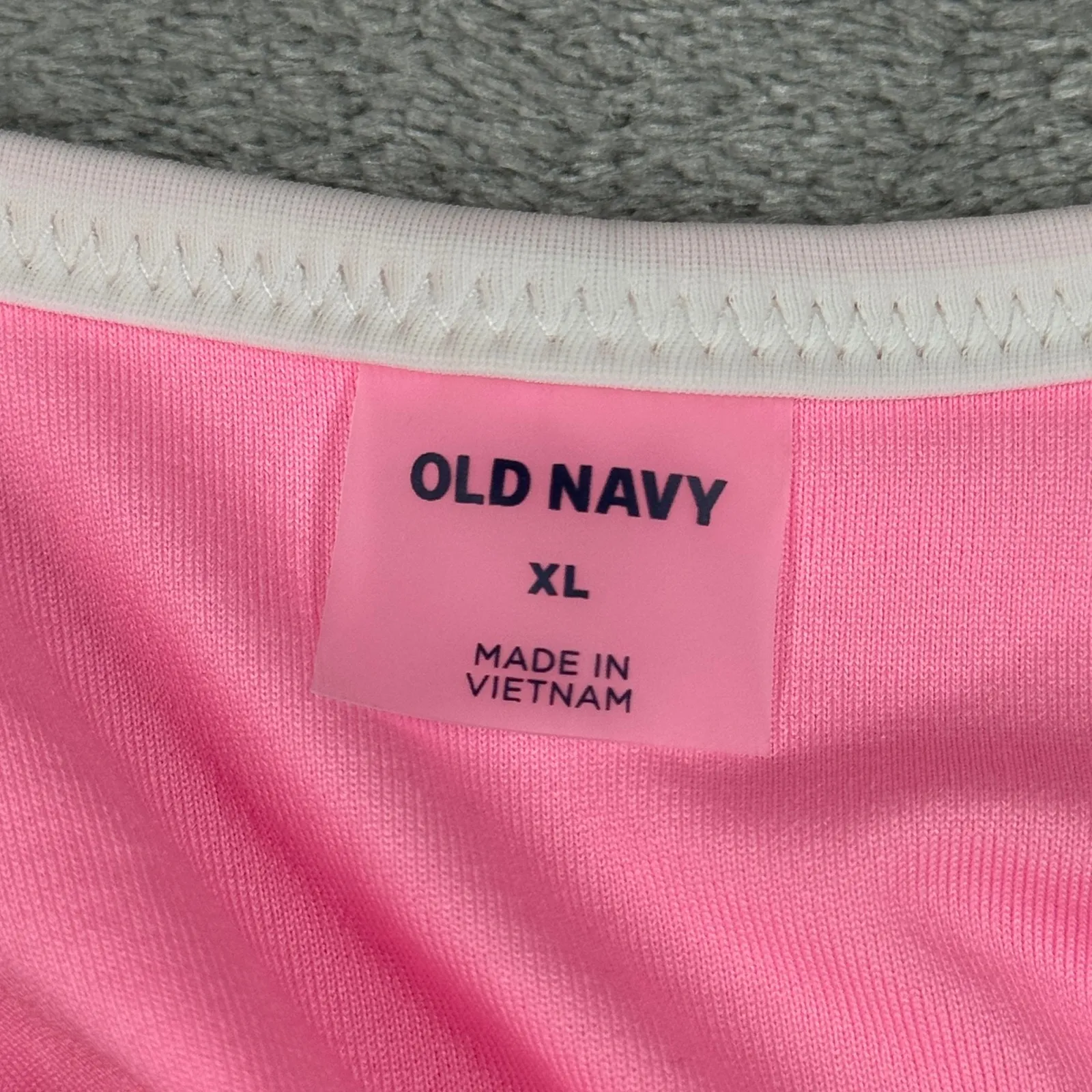 Old Navy Zip Front Swim Top Hot Pink White Trim Casual Poolside Vacation Size XL - Image 5