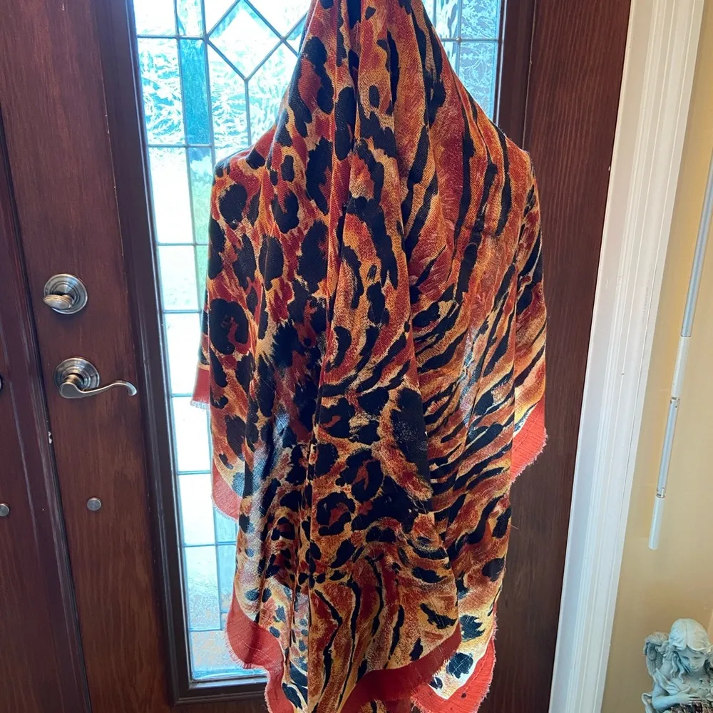 Scarf burnt orange & black made in Italy FREE with any $35 purchase - Image 5