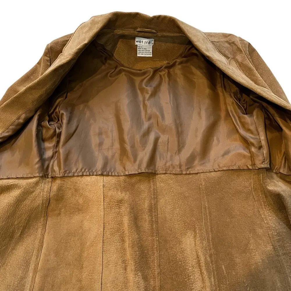 Vintage Wet Seal Leather Suede Penny Lane Style Duster Jacket Tie Closure - Image 12