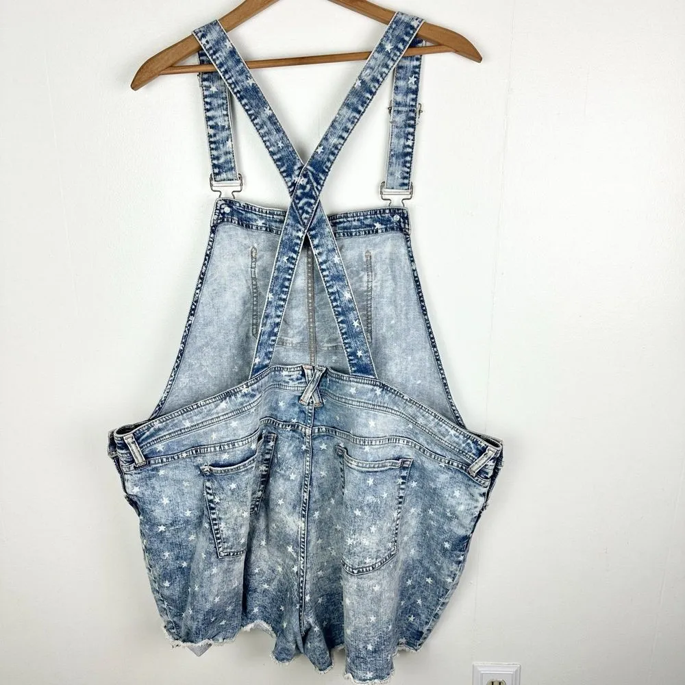 Torrid Denim Shortall Overall Liberty Star Print Size 26 Stretch Distressed - Image 5