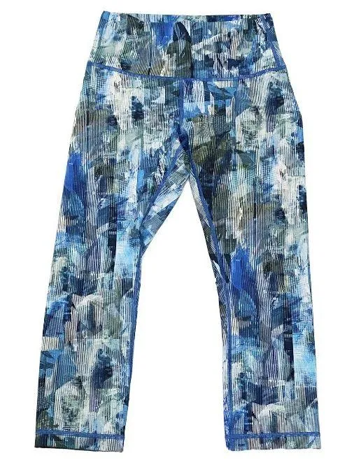 Sun Dazed Multi Blue Wunder Under High Rise Crop Pant 6 - Image 5