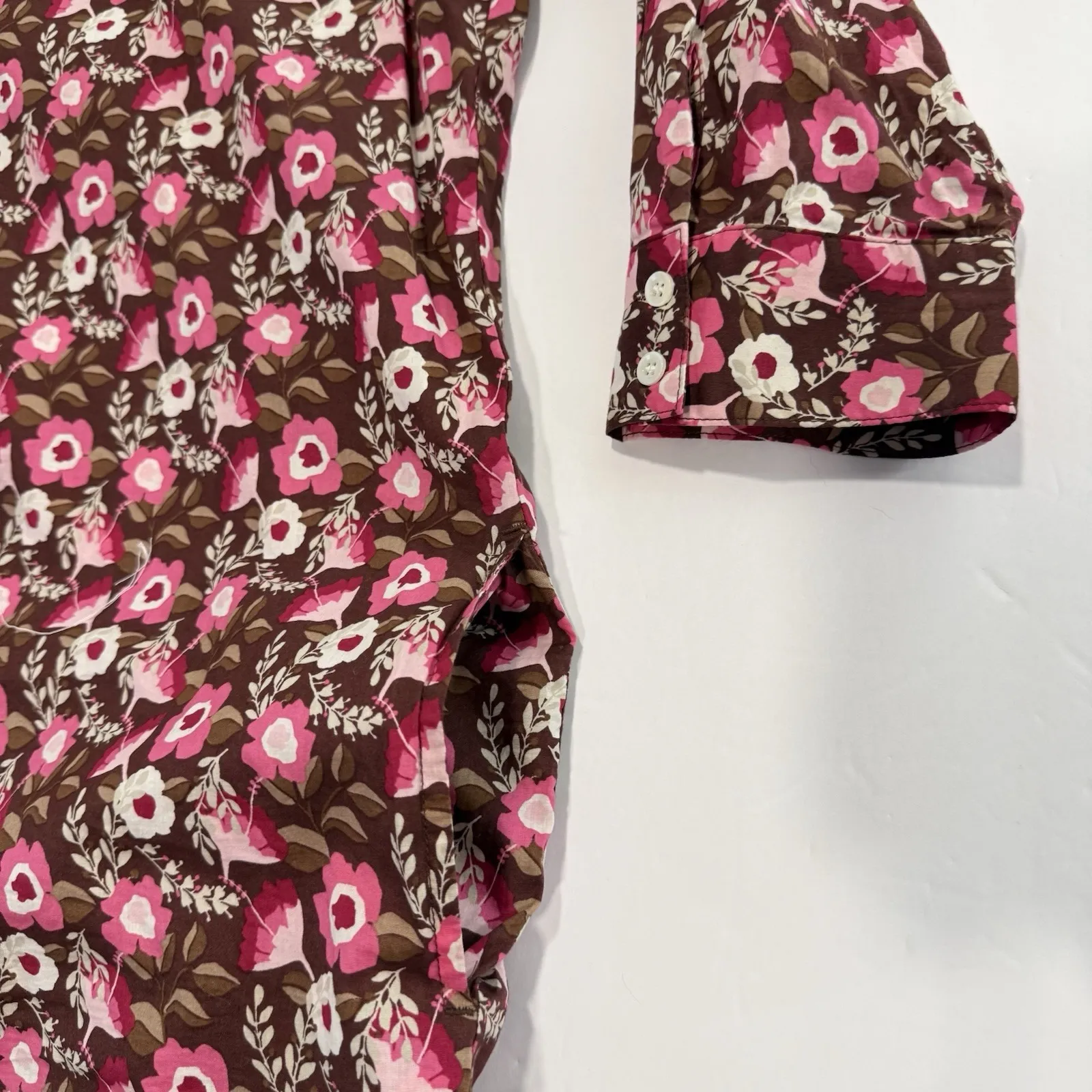 J.McLaughlin Pink Mountain Floral Berlin Cotton Shirt Dress Pockets Size MEDIUM - Image 4