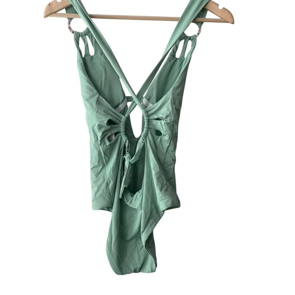 BECCA Rebecca Virtue Color Code Skylar Plunge Sage One Piece Swimsuit Size L - Image 8