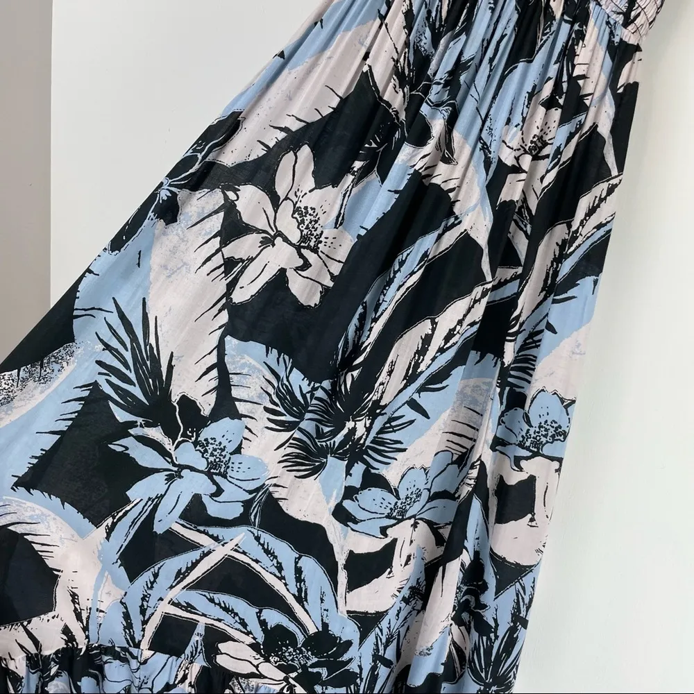 Free People Heat Wave Palm Print Maxi Dress Sz Medium Tiered Boho - Image 9