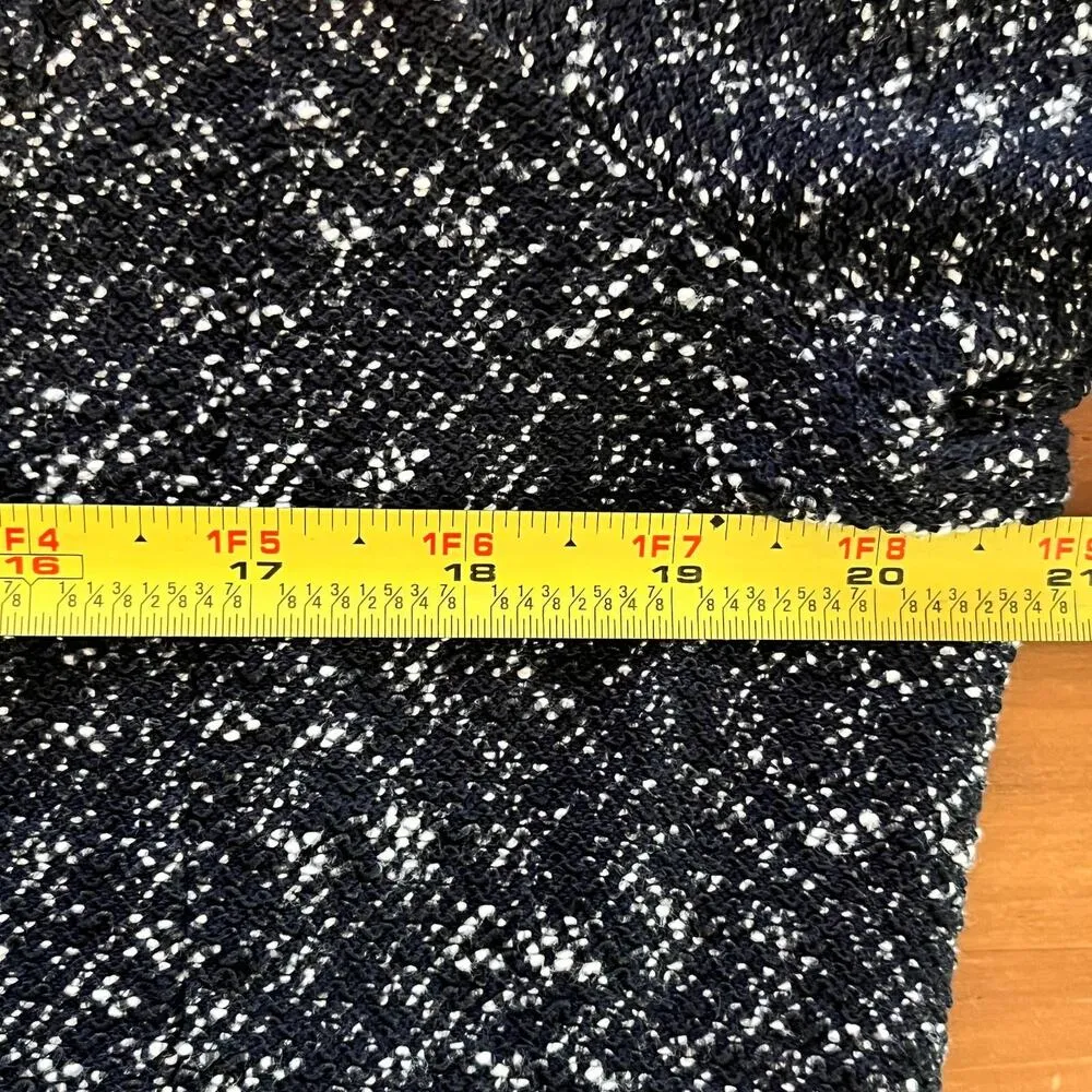 J. Crew Women's Navy Blue Micro-Tweed Zipper Blazer Long Sleeve Jacket Size XL - Image 6