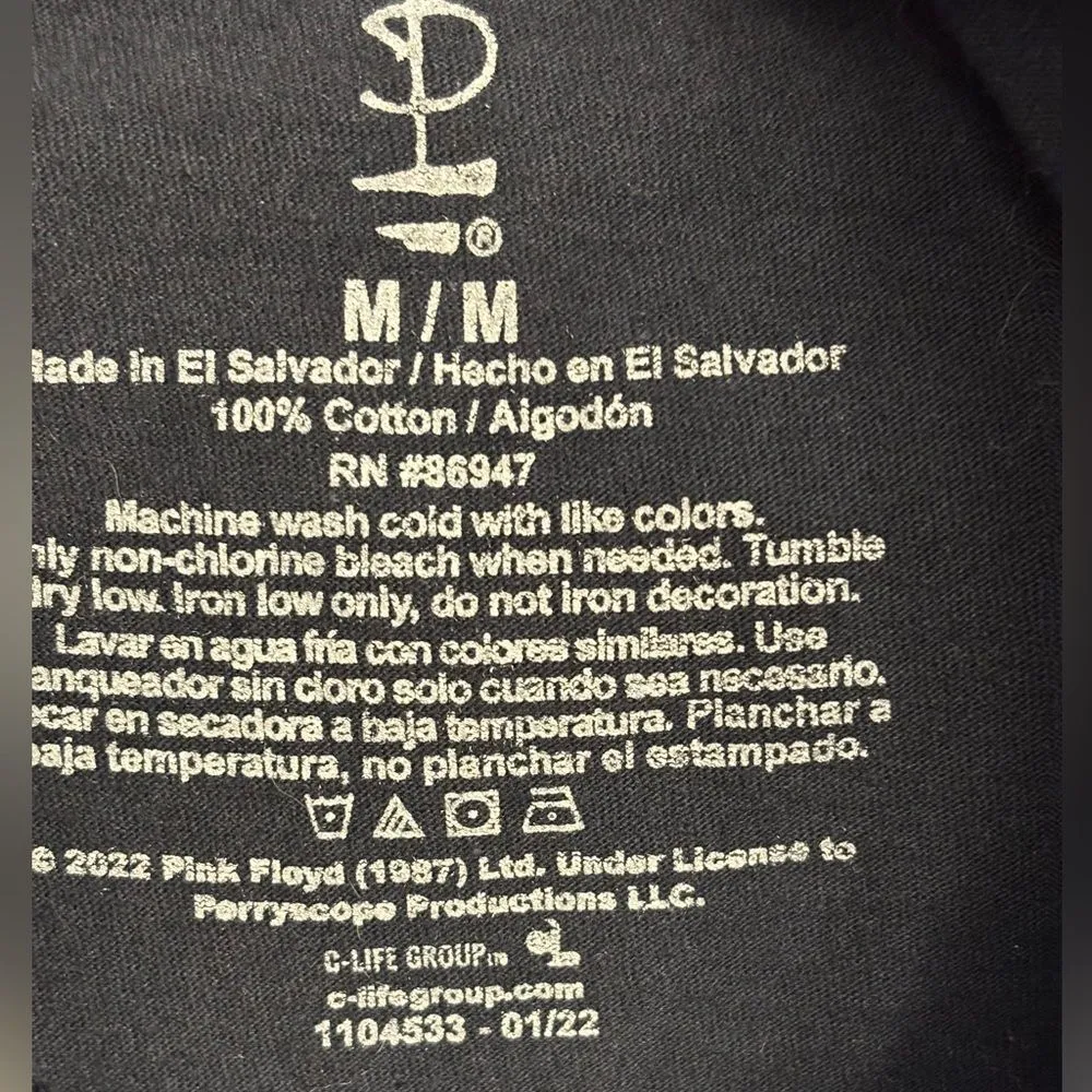 Pink Floyd Dark Side of the Moon Graphic Tee Black Band T-Shirt M - Image 3