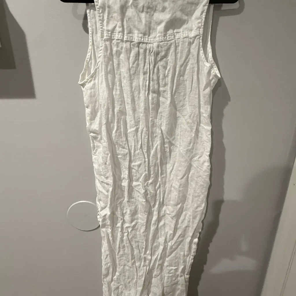 Athleta 100% Linen Midi Dress Women’s Large White Sleeveless‎ SEE PHOTOS X - Image 7